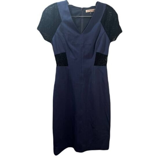 Rebecca Taylor Periwinkle Blue & Black Lace Dress‎ Size 0 - Picture 1 of 8